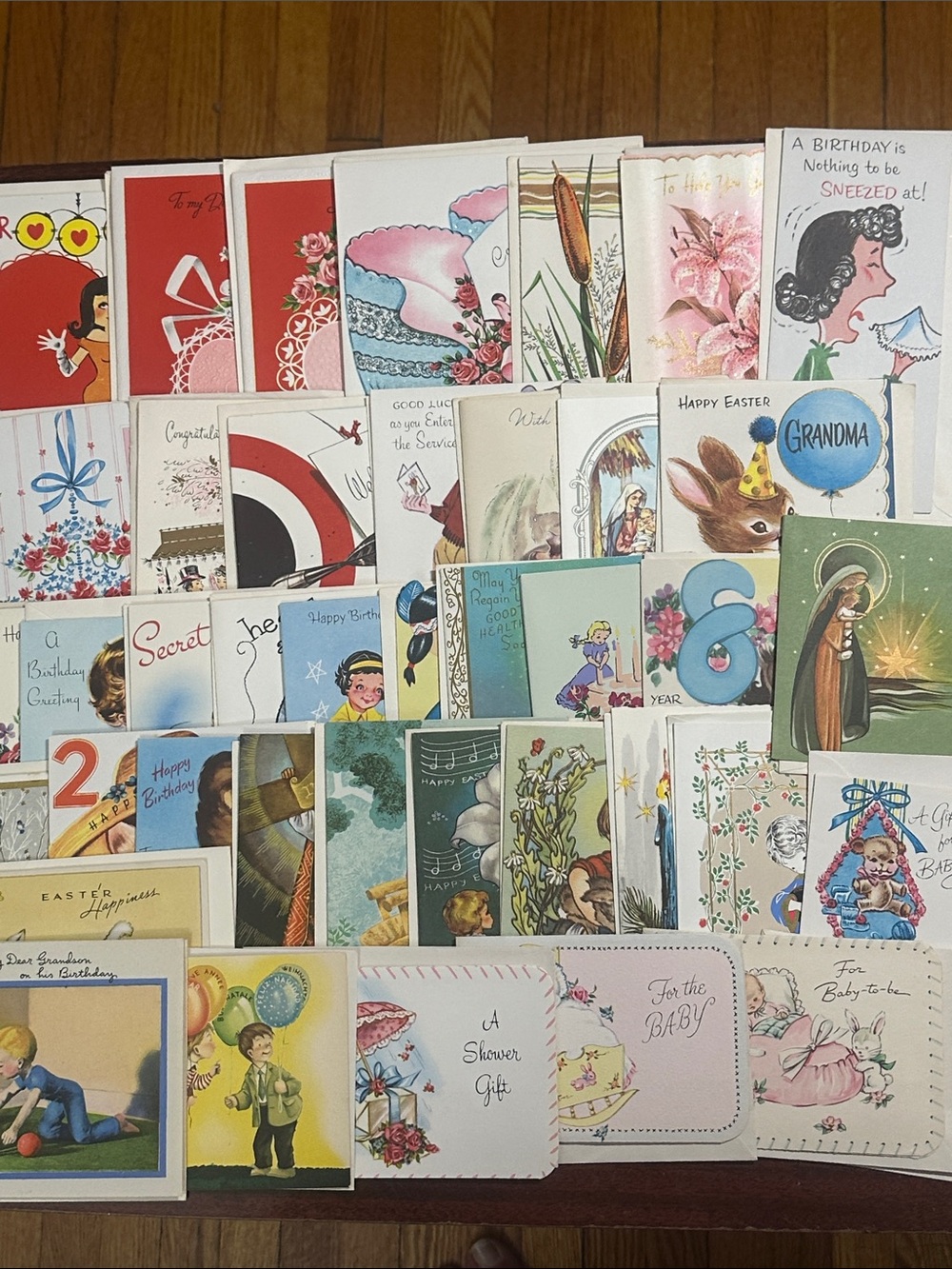 40 Unused Vintage greeting cards assorted occasion mid-century